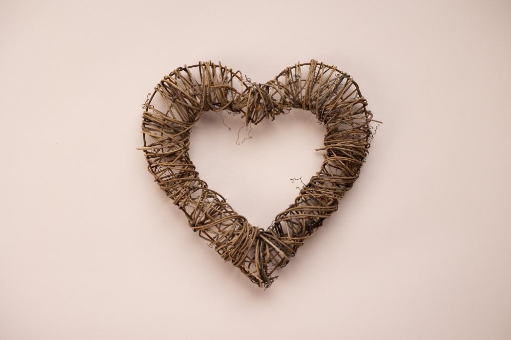 Wicker heart wreath